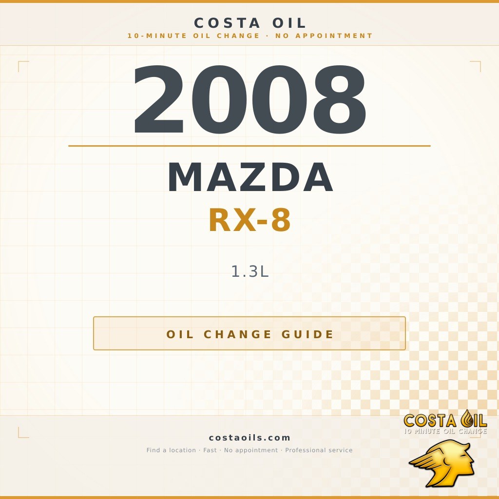 2008 Mazda RX-8 1.3L Oil Change Guide: Specs, Capacity, Interval